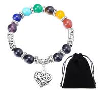 FDGGT Bracciale Colorato da 1 Pezzo E Sacchetto di Velluto Nero da 1 Pezzo, Braccialetto con Ciondolo d'Amore, Braccialetto di Perle, Braccialetto Regalo