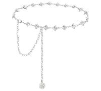 FDGGT Catena in Vita con Strass Argento da 1 Pezzo, Catena in Vita in Metallo, Catena in Vita Decorativa, Gioielli per Il Corpo, Catena in Vita Regolabile