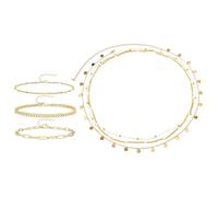 FDGGT Catene in Vita da 3 Pezzi E Cavigliere da 3 Pezzi, Gioielli Semplici Personalizzati, Gioielli di Moda, Gioielli Multistrato, Gioielli per Il Corpo in Metallo