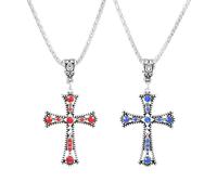 FDGGT Collana con Ciondolo Croce 2 Pezzi, Collana Vintage con Zirconi, Collana di Tendenza, Accessori di Abbigliamento, Collana Gotica