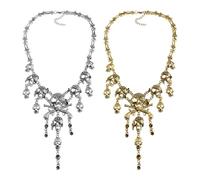 FDGGT Collane con Teschio 2 Pezzi, Collane retrò Personalizzate, Catene di Metallo alla Moda, Collane dallo Stile Creativo, Accessori di Abbigliamento