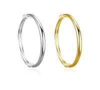 FDGGT Confezione da 2 Braccialetti in Metallo Lucido, Braccialetti alla Moda E Semplici, Gioielli da Donna, Accessori di Abbigliamento (Oro, Argento)