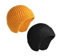 FDGGT Confezione da 2 Cappelli Protettivi per Le Orecchie, Cappelli in Morbida Lana, Caldi Cappelli Invernali, Cappelli da Esterno Antivento, Cappelli in Maglia Elastica