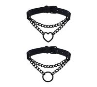 FDGGT Confezione da 2 Collane Stile Punk, Collane in Pelle Pu, Collane Semplici alla Moda, Accessori di Abbigliamento, Collane Regolabili