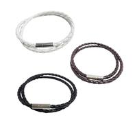 FDGGT Confezione da 3 Braccialetti in Cordoncino di Cuoio, Braccialetti Semplici E alla Moda, Braccialetti Intrecciati, Braccialetti con Fibbia Magnetica, Braccialetti Impilati A Doppio Strato