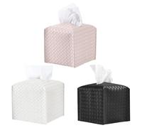 FDGGT Confezione da 3 Scatole per Fazzoletti Intrecciati, Scatola per Fazzoletti in Pelle Pu, Scatola per Fazzoletti Quadrati, Scatola per Fazzoletti Semplice E alla Moda, Accessori per La Casa