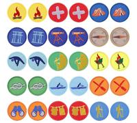 FDGGT Confezione da 30 Toppe Termoadesive, Toppe Rotonde con Cartoni Animati, Toppe Ricamate per Abbigliamento, Accessori per Cucito Fai da Te, Toppe in Tessuto Creative