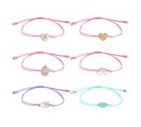FDGGT Confezione da 6 Braccialetti per Bambini, Braccialetti dei Cartoni Animati per Bambini, Braccialetti Intrecciati, Braccialetti Dell'Amicizia, Braccialetti Regolabili per Ragazze
