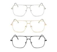FDGGT Occhiali In Metallo Da 3 Pezzi, Occhiali Semplici E Alla Moda, Occhiali Decorativi, Occhiali Retrò, Occhiali Quadrati
