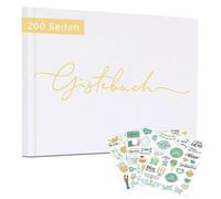 FDHBDF Libro degli ospiti per matrimoni, 200 pagine, 25 x 19 cm, con 4 adesivi per matrimoni, elegante libro degli ospiti per matrimoni, feste e ricordi