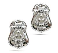 FDHBDF Marca della polizia per bambini, set da 2 pezzi, in metallo, a tre stelle, distintivo della polizia, accessori per costume della polizia, accessori per giochi di ruolo, accessori per carnevale