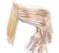 FDHBDF Set di 30 pezzi da parete per matrimonio, in tinta unita, bacchette magiche romantiche in seta, stelle filanti per matrimoni, compleanni, feste, feste (champagne)