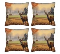 FDHFEJUAD Farm With Deer Four Seasons Pillow Cover - Set di 4 federe per cuscini, cuscino quadrato, cuscino per sedia, federa decorativa
