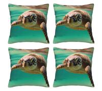 FDHFEJUAD Lord Howe Island Sea Turtle Four Seasons - Set di 4 federe per cuscino, cuscino quadrato, cuscino per sedia, federa decorativa