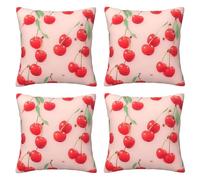 FDHFEJUAD Lovely Sweet Red Cherry Four Seasons Pillow Cover - Set di 4 federe per cuscini quadrati, cuscino per sedia, federa decorativa