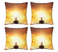 FDHFEJUAD Set di 4 federe per cuscino per meditazione yoga, quattro stagioni, cuscino quadrato, cuscino per sedia, federa decorativa
