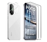 FDHYFGDY 2 pezzi per Xiaomi Poco F7 Pellicola protettiva per vetro temperato,2 pezzi di pellicola in vetro per fotocamera,durezza 9H,protezione schermo antigraffio e senza bolle