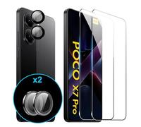 FDHYFGDY 2 pezzi per Xiaomi Poco X7 Pro Pellicola protettiva per vetro temperato,2 pezzi di pellicola in vetro per fotocamera,durezza 9H,protezione schermo antigraffio e senza bolle