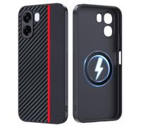 FDHYFGDY Cover Magnetica per Oppo A6X/Oppo A6K 4G/5G Custodia e Compatibile con MagSafe - Custodia Protettiva Antiurto di Livello Militare - Rosso e Nero