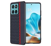 FDHYFGDY Cover per Motorola Edge 60/60 Fusion, Custodia Protettiva Antigraffio Antiurto, Ultrasottile in Fibra di Carbonio Compatibile con Motorola Edge 60/60 Fusion Custodia - Rosso e Nero