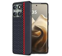 FDHYFGDY Cover per Motorola Edge 60 Pro, Custodia Protettiva Antigraffio Antiurto, Ultrasottile in Fibra di Carbonio Compatibile con Motorola Edge 60 Pro Custodia - Rosso e Nero