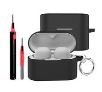 FDHYFGDY Cover per Sony WF-1000XM6 Custodia, Custodia Protettiva in Silicone Compatibile con Sony WF-1000XM6, Ultrasottile Antiurto, Morbido, con Asta di Pulizia e Moschettone - Nero