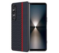 FDHYFGDY Cover per Sony Xperia 1 VII, Custodia Protettiva Antigraffio Antiurto, Ultrasottile in Fibra di Carbonio Compatibile con Sony Xperia 1 VII Custodia - Rosso e Nero