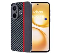 FDHYFGDY Cover per Vivo X200 FE, Custodia Protettiva Antigraffio Antiurto, Ultrasottile in Fibra di Carbonio Compatibile con Vivo X200 FE Custodia - Rosso e Nero