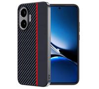 FDHYFGDY Cover per Xiaomi Poco F7, Custodia Protettiva Antigraffio Antiurto, Ultrasottile in Fibra di Carbonio Compatibile con Poco F7 Custodia - Rosso e Nero