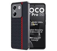 FDHYFGDY Cover per Xiaomi Poco M7 Pro, Custodia Protettiva Antigraffio Antiurto, Ultrasottile in Fibra di Carbonio Compatibile con Poco M7 Pro Custodia - Rosso e Nero