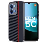 FDHYFGDY Cover per Xiaomi Redmi 15C 4G/5G, Custodia Protettiva Antigraffio Antiurto, Ultrasottile in Fibra di Carbonio Compatibile con Redmi 15C 4G/5G Custodia - Rosso e Nero