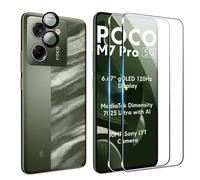FDHYFGDY Pellicola Protettiva per Xiaomi Poco M7 Pro Pellicola, 2 Pezzi Vetro Temperato，2 pezzi di pellicola per lente posteriore ，Protezione Schermo Anti Graffio, Durezza 9H