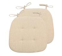 FDISDIFH Cuscini Sedie Cucina Lino Set da 2/4/6/8, Cuscini Sedie Cucina Trapezio 43x41 con Laccetti, Cuscini Seduta Cucina Antiscivolo Resistente,Beige,2 Packs