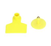 Fdit 100 Set di Etichette Auricolari per Bestiame, Etichette di Identificazione del Bestiame in Plastica Resistente con Colore Giallo Brillante, per Allevamento di Mucche, Pecore,