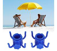 Fdit 2 Pezzi Ganci Ad Artiglio, Gancio per Ombrellone da Spiaggia in Plastica Gancio per Ombrello a 4 Punte Porta Asciugamano per Occhiali da Sole per Supporto per Ombrellone(Blu)