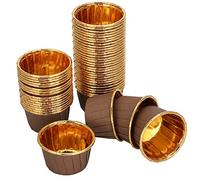 Fdit 200pcs Pirottini per Muffin, Stampini per Cupcake con Resistenza All'Olio e Alle Alte Temperature, per Cupcake Muffin Budino Gelato Festa Compleanno (Tromba numero 3830-Interno oro ed esterno