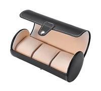 Fdit 3 Porta di Orologio per Orologio per Cilindri a Griglia Display di Gioco in Bracciale Impermeabile per Uomini e Donne, Organizzatore di Cassette per Orologi in Pelle Nera per Viaggi (Black)