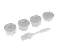 Fdit 4 Pezzi Cuociuova Cuociuova Stampo Per Budino Stampo Per Uova In Plastica Multifunzionale Con Coperchi E Pennello Per Pentola A Pressione Per Microonde Da (GREY)