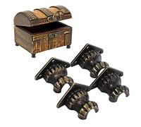 Fdit 4 Pezzi Hardware di Protezione Angolo in Bronzo Antico per Gambe Piedi di Cassettiere Scatole di Legno Gioielli