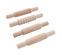 Fdit 4 Pezzi Mattarelli in Legno Goffrato Mattarello per Goffratura Set Mattarello Inciso per Pasta da Forno Artigianale in Argilla con Motivi Profondi e Trasparenti