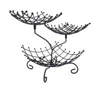 Fdit Alzata per Frutta a Tre Livelli, Cestino Traspirante in Rete di Ferro per Snack, Bancone da, Tavolo da Pranzo, per Riporre il Pane, 26,5x32 Cm (BLACK)
