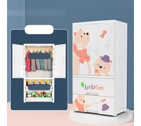 Fdit Armadio per Bambini con Barra in Acciaio Inox e Chiusura di Sicurezza per Ripostiglio Abbigliamento (Appendiabiti e 2 grandi cassetti)