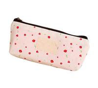Fdit Astuccio per Matite Borsa Portaoggetti in Tela Floreale di Grande capacità per Materiale Scolastico Elegante per Ragazze Adolescenti 19 X 8 X 3 Cm (Beige)