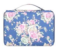 Fdit Astuccio per Matite, Organizer per Cancelleria con Cerniera a 4 Strati Stampato Rosa con 200 Scomparti per Penne e Cinturino da Polso per Studenti D'arte e Ufficio Scolastico (Rosa su sfondo