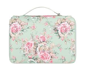 Fdit Astuccio per Matite, Organizer per Cancelleria con Cerniera a 4 Strati Stampato Rosa con 200 Scomparti per Penne e Cinturino da Polso per Studenti D'arte e Ufficio Scolastico (Rosa su sfondo