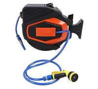 Fdit Avvolgitubo da Giardino Retrattile, Tubo Retrattile Automatico da 30+2 M con Spruzzatore a 10 Modelli 48x46 Cm PVC 350 PSI