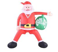 Fdit Babbo Natale Gonfiabile da 2,4 M, Decorazione Natalizia All'aperto con Luci a LED e Ventilatore Gonfiabile da Giardino Impermeabile per Decorazioni Natalizie su Prato da (Spina UE 220-240 V)