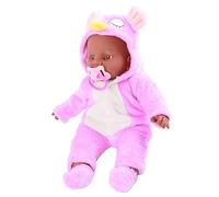 Fdit Baby Doll Nera Realistica da 16" con Vestiti Carini e Ciuccio, Regalo Perfetto per i Bambini, Bambola Rinata in Vinile per la Ricreazione