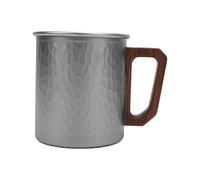Fdit Bollitore da Campeggio, Teiera Portatile Pieghevole da Zaino in Tazza Ti da 450 Ml con Coperchio e Manico in Legno per Escursioni All'aperto