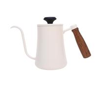 Fdit Bollitore da Versare in Acciaio Inossidabile 304 con Controllo della Temperatura, Comoda Impugnatura in Legno per gli Amanti del caffè e del tè (WHITE)